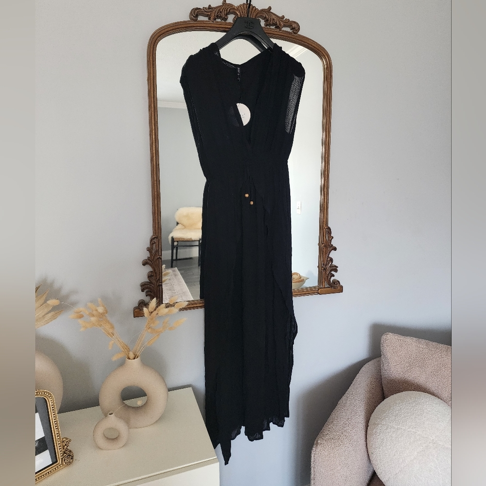 Bohome Black Side Slit Dress in Black